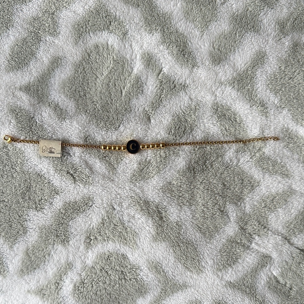 Gold Chain Bracelet Letter C Pendant